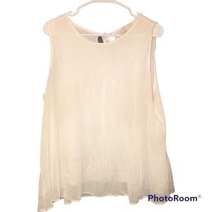 𝅺layered white oversized sleeveless blouse